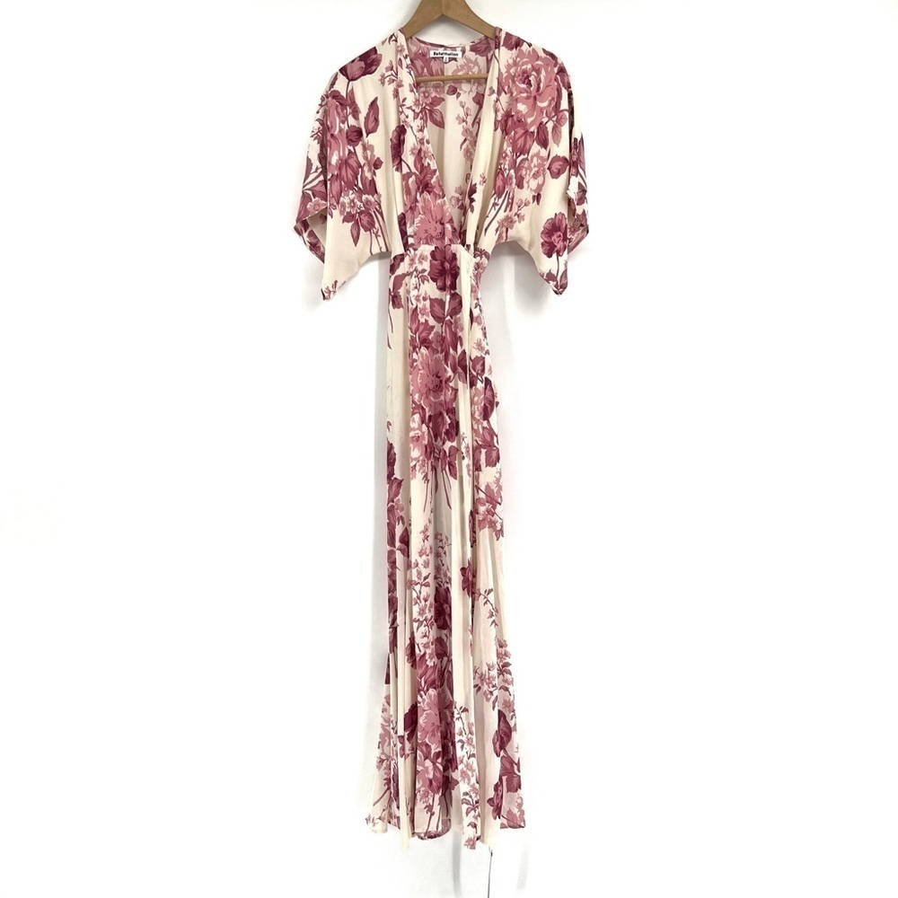 NWT Reformation Winslow Wrap Maxi Dress Side Slit SIZE S in Crista Pink Floral - Picture 3 of 8